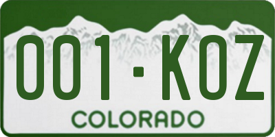 CO license plate 001KOZ