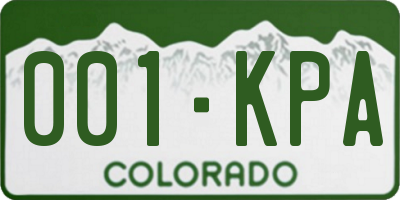 CO license plate 001KPA