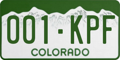 CO license plate 001KPF