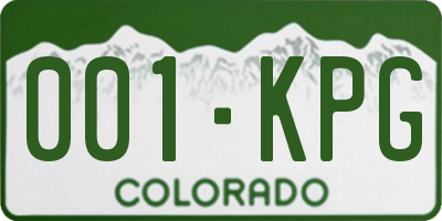 CO license plate 001KPG