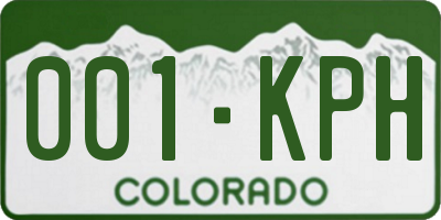 CO license plate 001KPH