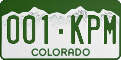 CO license plate 001KPM