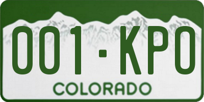 CO license plate 001KPO