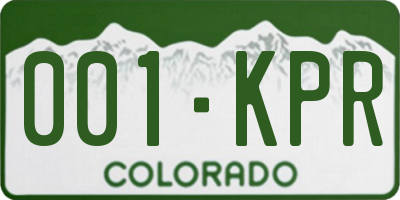 CO license plate 001KPR