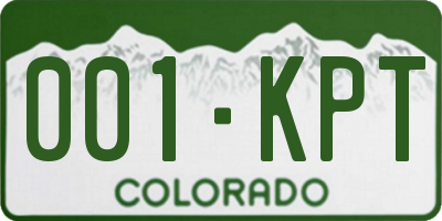 CO license plate 001KPT