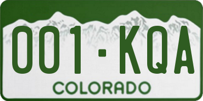 CO license plate 001KQA