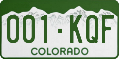 CO license plate 001KQF