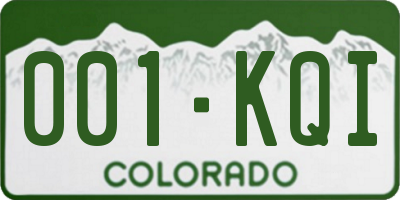 CO license plate 001KQI