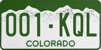 CO license plate 001KQL