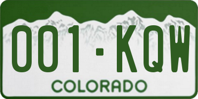 CO license plate 001KQW