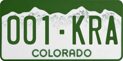 CO license plate 001KRA