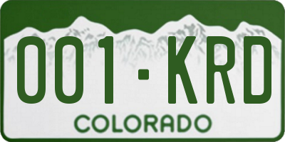 CO license plate 001KRD