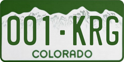 CO license plate 001KRG