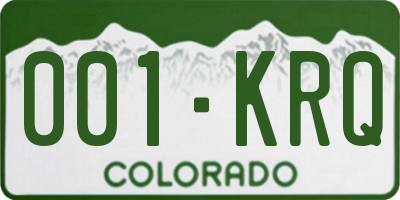 CO license plate 001KRQ