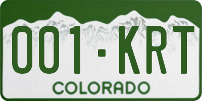 CO license plate 001KRT