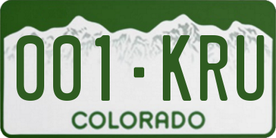 CO license plate 001KRU