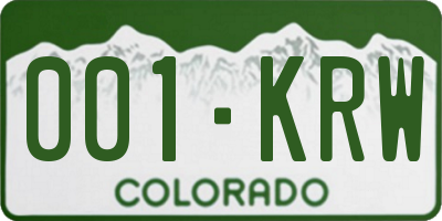 CO license plate 001KRW