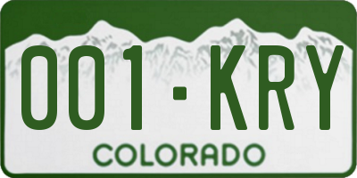 CO license plate 001KRY