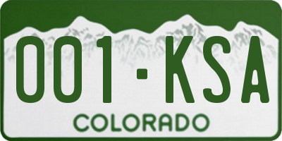 CO license plate 001KSA