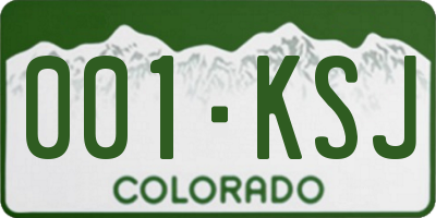 CO license plate 001KSJ