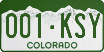 CO license plate 001KSY