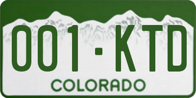 CO license plate 001KTD