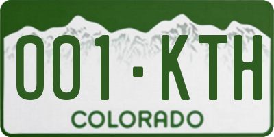 CO license plate 001KTH