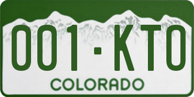 CO license plate 001KTO