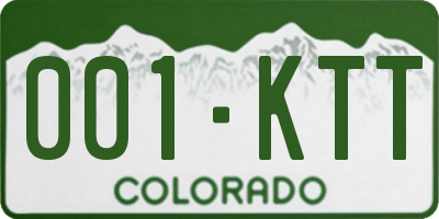 CO license plate 001KTT