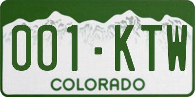 CO license plate 001KTW