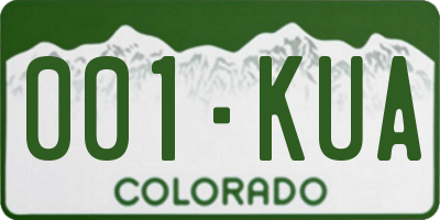 CO license plate 001KUA