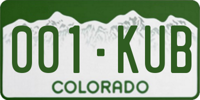 CO license plate 001KUB