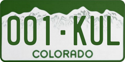 CO license plate 001KUL