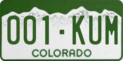 CO license plate 001KUM