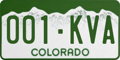 CO license plate 001KVA