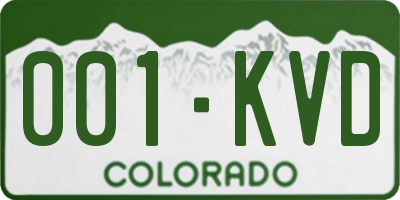 CO license plate 001KVD