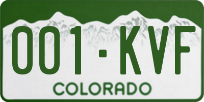 CO license plate 001KVF