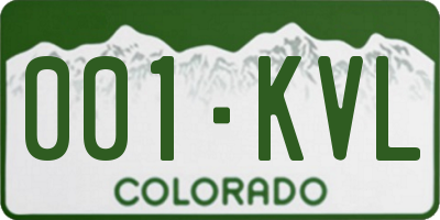 CO license plate 001KVL