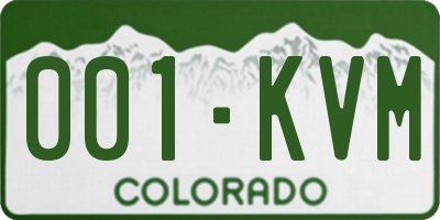 CO license plate 001KVM