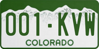 CO license plate 001KVW