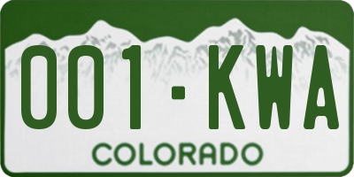 CO license plate 001KWA