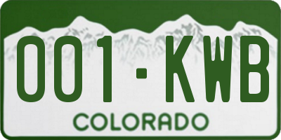 CO license plate 001KWB