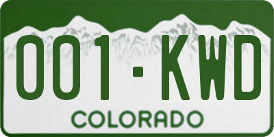 CO license plate 001KWD