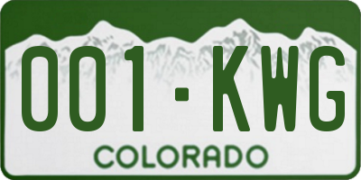 CO license plate 001KWG