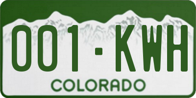 CO license plate 001KWH