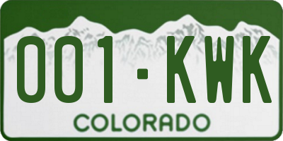 CO license plate 001KWK