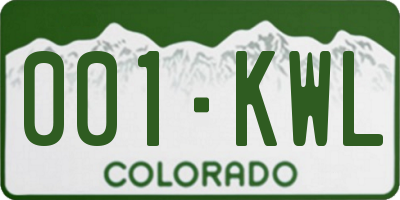 CO license plate 001KWL