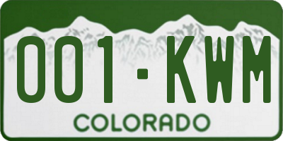 CO license plate 001KWM