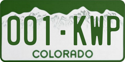 CO license plate 001KWP