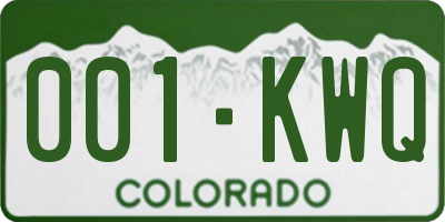 CO license plate 001KWQ